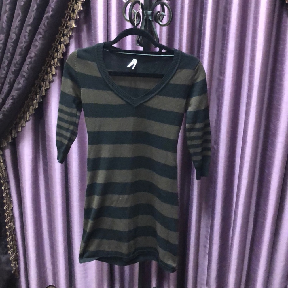 Black and brown striped mini dress
